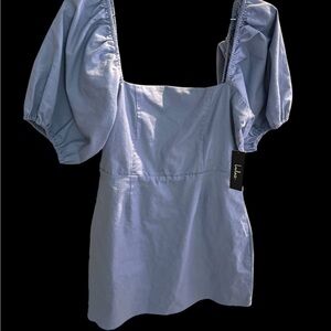 Lulu's Sky Blue Puff Sleeve Mini Dress
